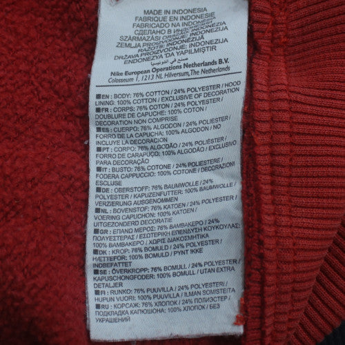 Nike Womens Red Pullover Hoodie L Cotton Blend Casual Sweatshirt