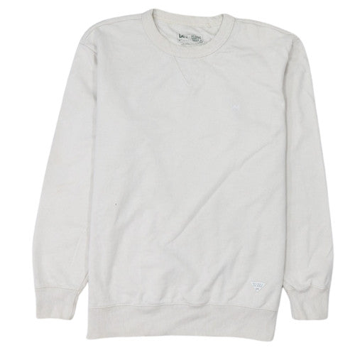 Lee Men’s Ivory Regular Fit Crew Neck Cotton Sweatshirt M