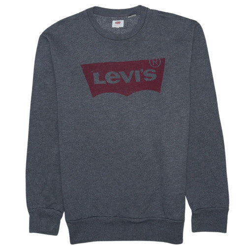 Levi's Men's Grey Logo Crew Neck Pullover Sweatshirt Size L