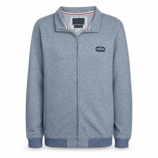 Front view of Quiksilver Men's Grey Full Zip Sweatshirt L Collared Regular Fit