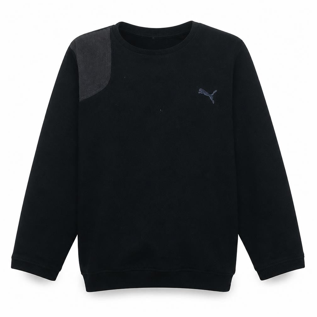 Front view of Puma Men's Black M Pullover Crew Neck Sweatshirt