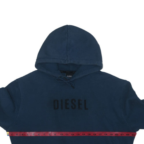 Diesel Men's Blue Pullover Hoodie L Regular Fleece Logo Sweatshirt