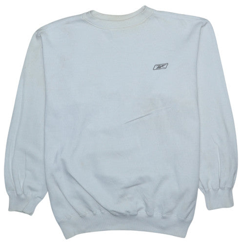 Reebok Men Blue L Pullover Sweatshirt Crew Neck Logo Fleece