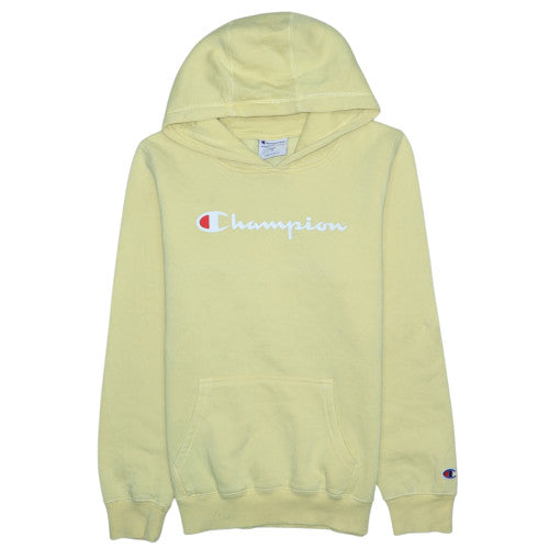 Champion Boys Yellow Pullover Hoodie Size 14 Logo Graphic Cotton Blend