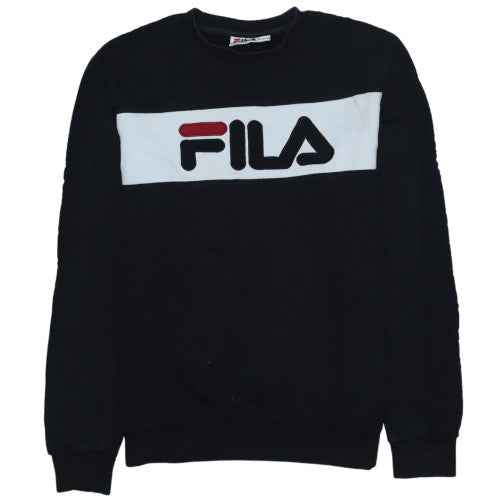 FILA Mens Black Small Crew Neck Pullover Logo Sweatshirt