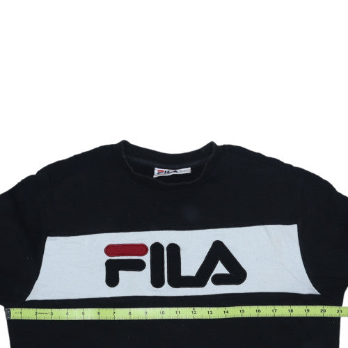 FILA Mens Black Small Crew Neck Pullover Logo Sweatshirt