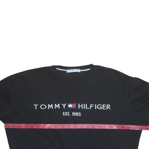 Tommy Hilfiger Men's Black Crew Neck Sweatshirt M Embroidered Logo