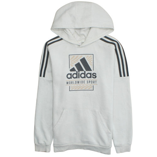 Adidas Boys White Pullover Hoodie Size 13-14 Years Cotton Blend