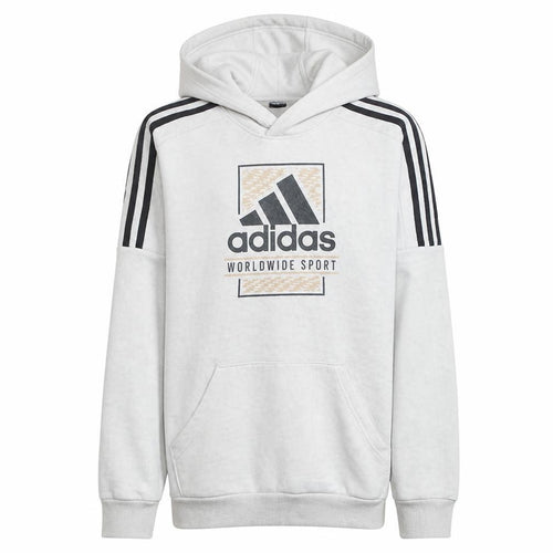 Adidas Boys White Pullover Hoodie Size 13-14 Years Cotton Blend