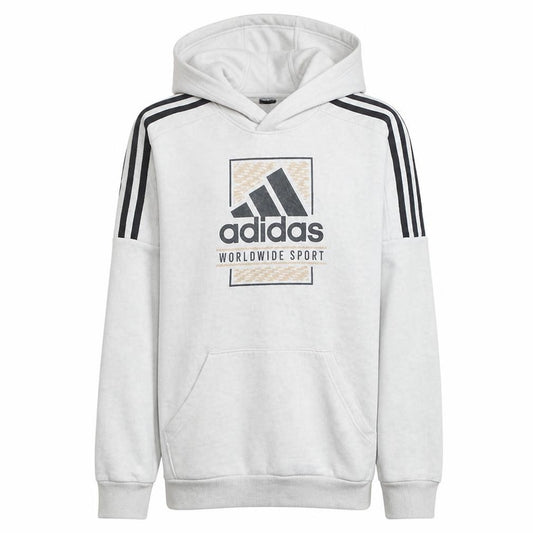 Adidas Boys White Pullover Hoodie Size 13-14 Years Cotton Blend