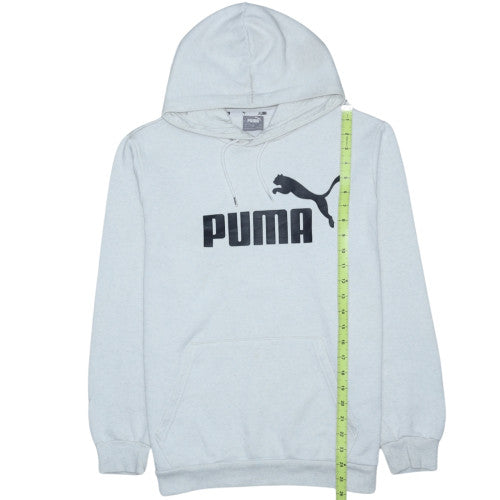 Puma Men's Grey Pullover Hoodie M Logo Sports Fleece