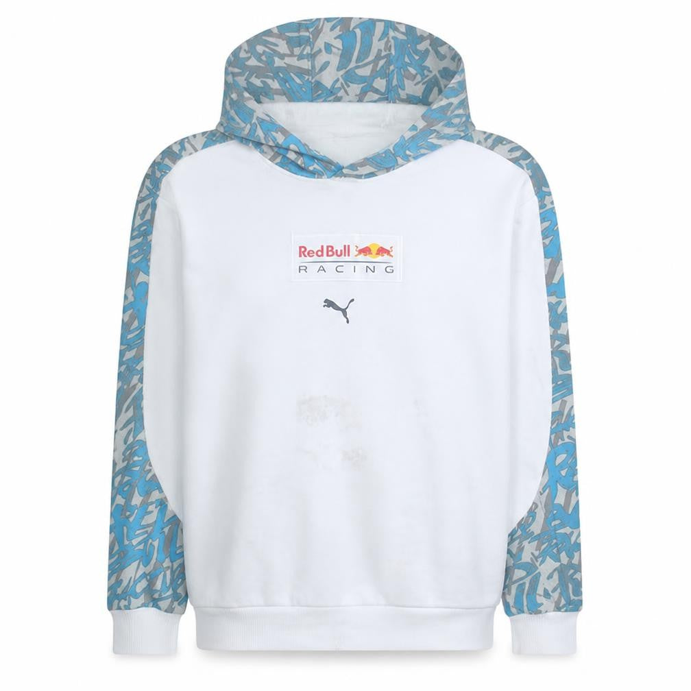 Front view of Puma Red Bull Racing Men's White Blue XL Pullover Hoodie