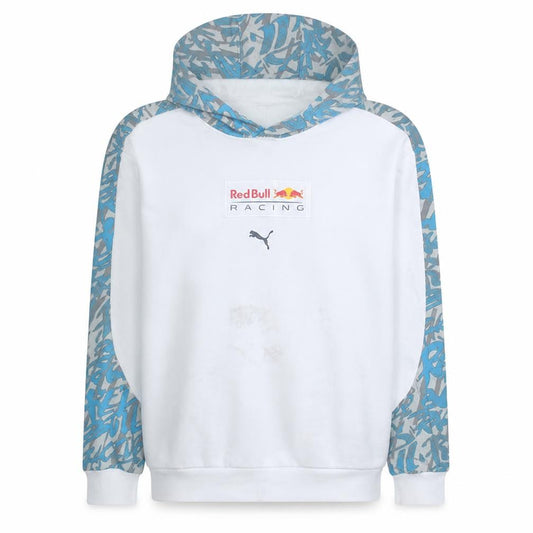 Front view of Puma Red Bull Racing Men's White Blue XL Pullover Hoodie