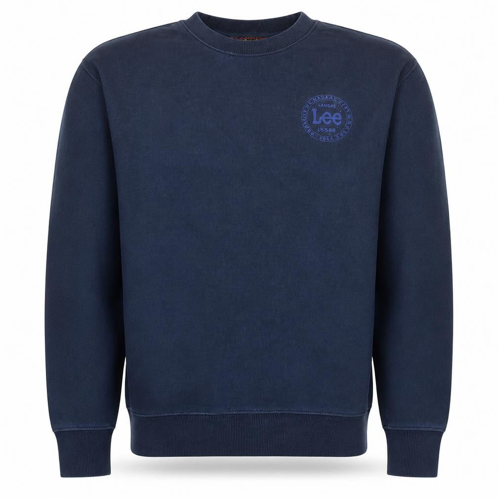 Front view of Lee Men's Blue Regular Fit Cotton Crew Neck Sweatshirt M