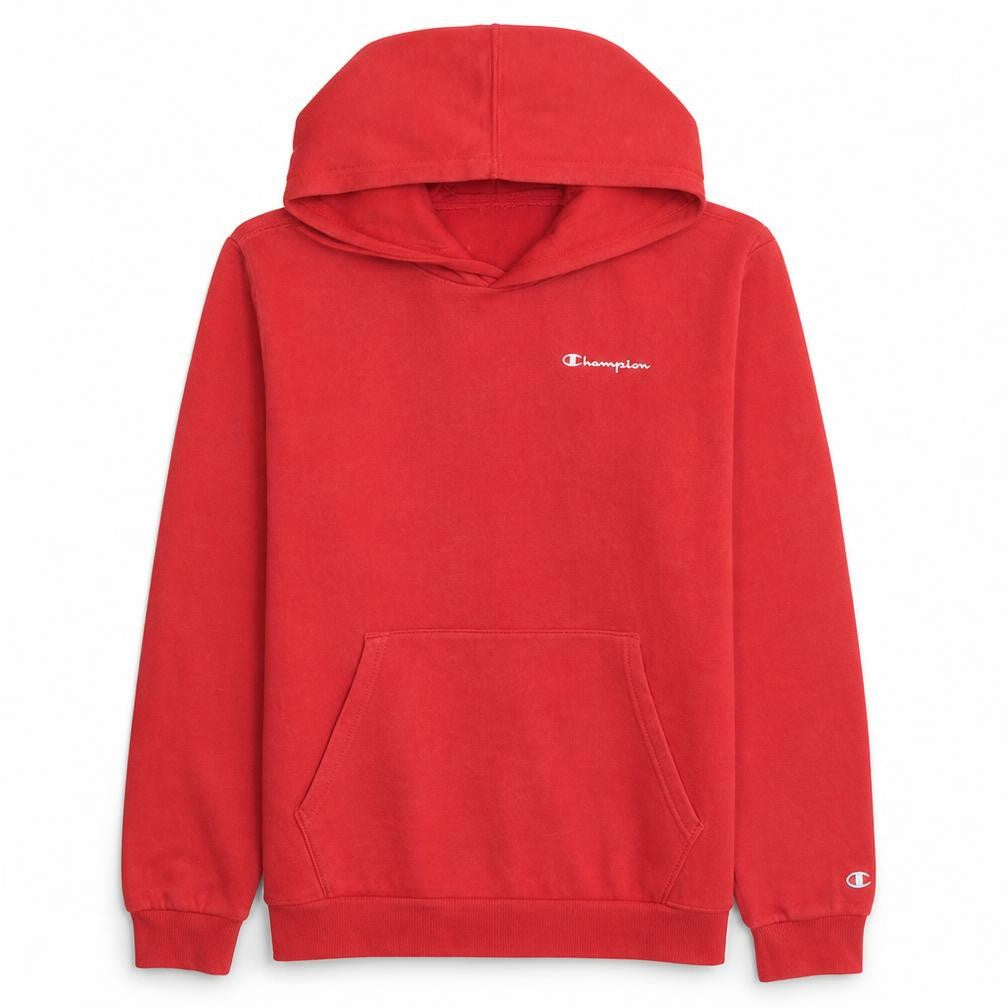 Front view of Champion boys’ red pullover hoodie, size 2XL, 15-16 years cotton blend