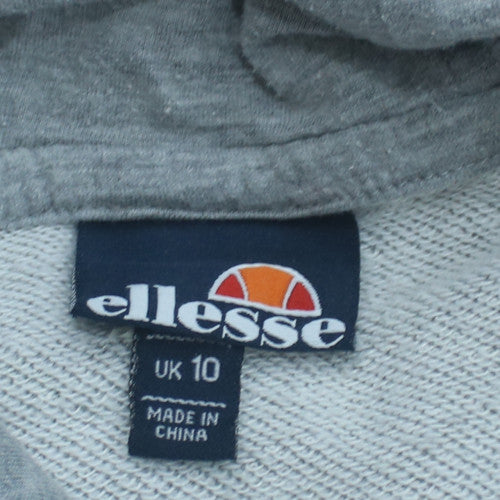 Ellesse Womens Grey UK 10 Pullover Hoodie Cotton Blend Casual Sweatshirt