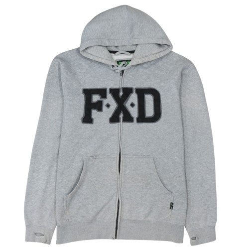 FXD Mens Grey Full Zip Hoodie Size L Regular Fit Logo Sweatshirt