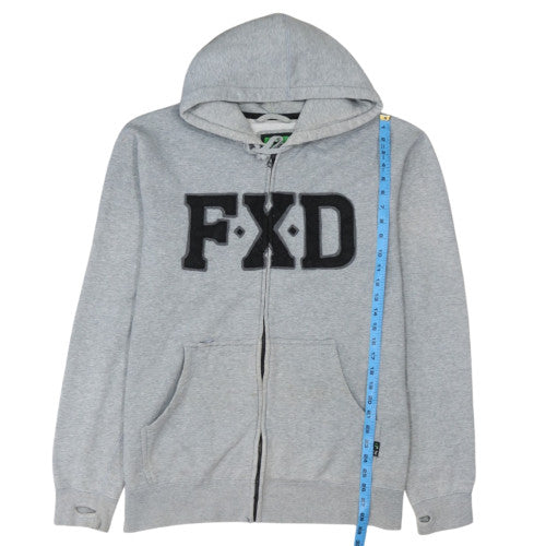FXD Mens Grey Full Zip Hoodie Size L Regular Fit Logo Sweatshirt