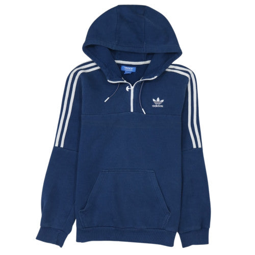 Adidas Mens Navy Blue 1/2 Zip Pullover Hoodie Size S Classic Logo