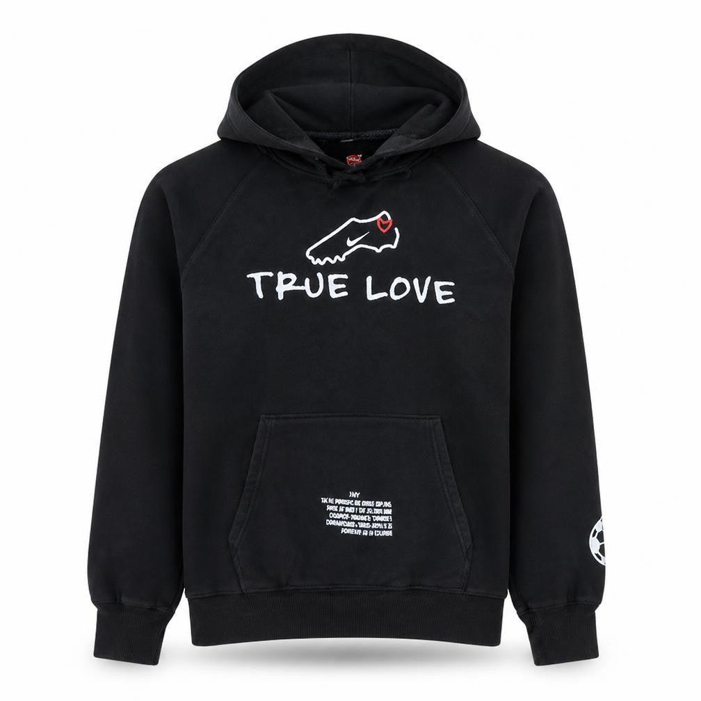 Front view of Hanes Men Black True Love Graphic Pullover Hoodie M Fleece