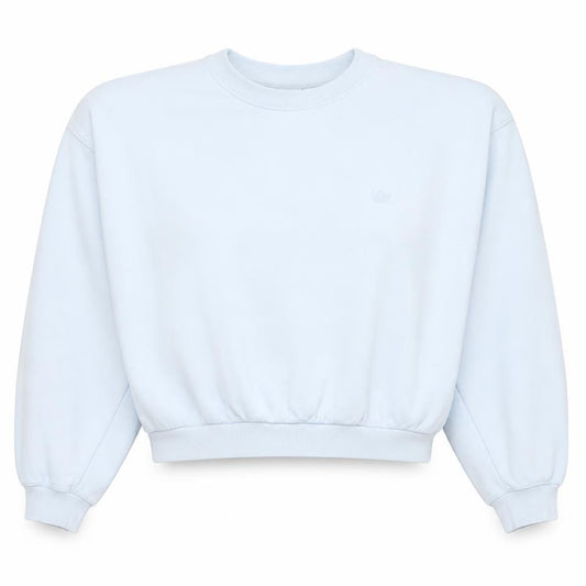 Front view of Adidas Women White Crew Neck Pullover Sweatshirt, size 18 L