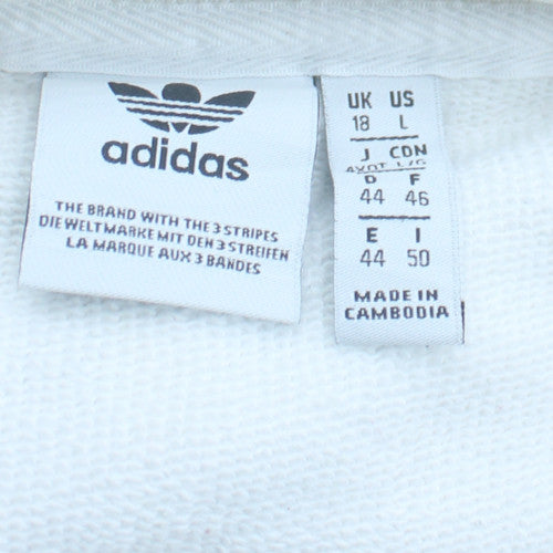 Adidas Women White Crew Neck Pullover Sweatshirt Size 18 L