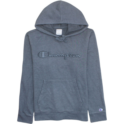 Champion Men's Grey Pullover Hoodie M Embroidered Logo Fleece