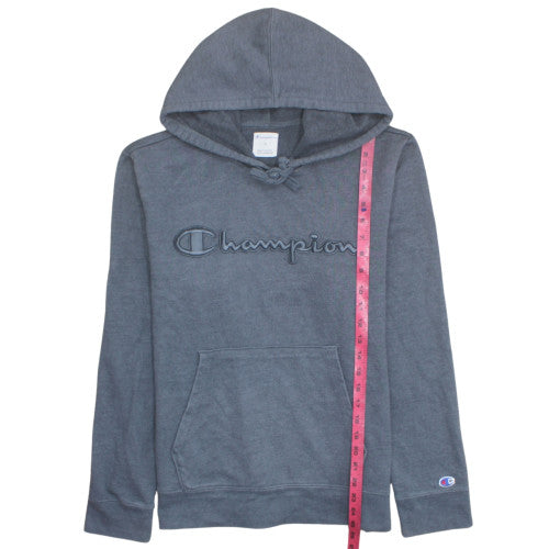 Champion Men's Grey Pullover Hoodie M Embroidered Logo Fleece