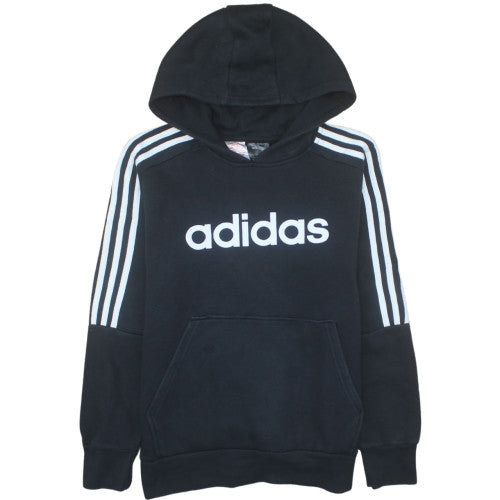 Adidas Boys Black Pullover Hoodie 13-14 Years Cotton Blend Logo Print