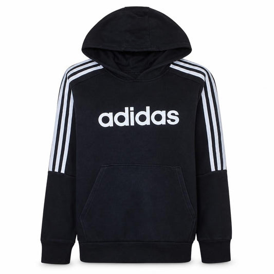 Adidas Boys Black Pullover Hoodie 13-14 Years Cotton Blend Logo Print