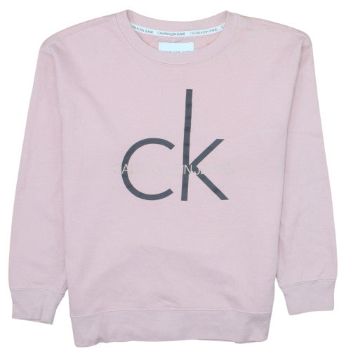 Calvin Klein Jeans Women's Pink Logo Crew Neck Sweatshirt M Cotton Blend