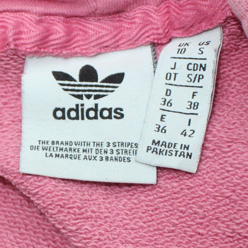 Adidas Women Pink Pullover Hoodie Size 10 Logo Print Cotton Blend