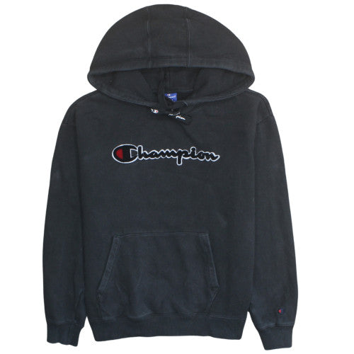 Champion Womens Black Small Pullover Hoodie 100% Cotton Logo Design