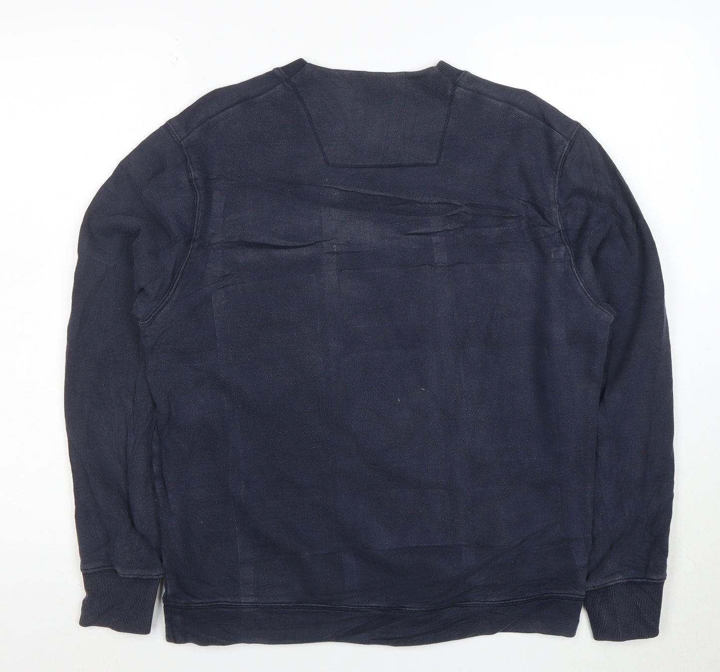 C.P. Company Men's Blue Cotton Crew Neck Logo Sweatshirt M