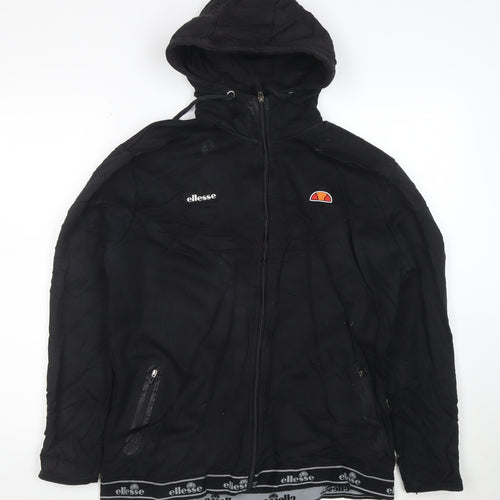 Ellesse Womens Black Full Zip Hoodie Jacket Size L Polyester Cotton