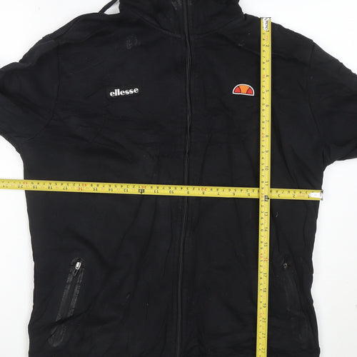 Ellesse Womens Black Full Zip Hoodie Jacket Size L Polyester Cotton