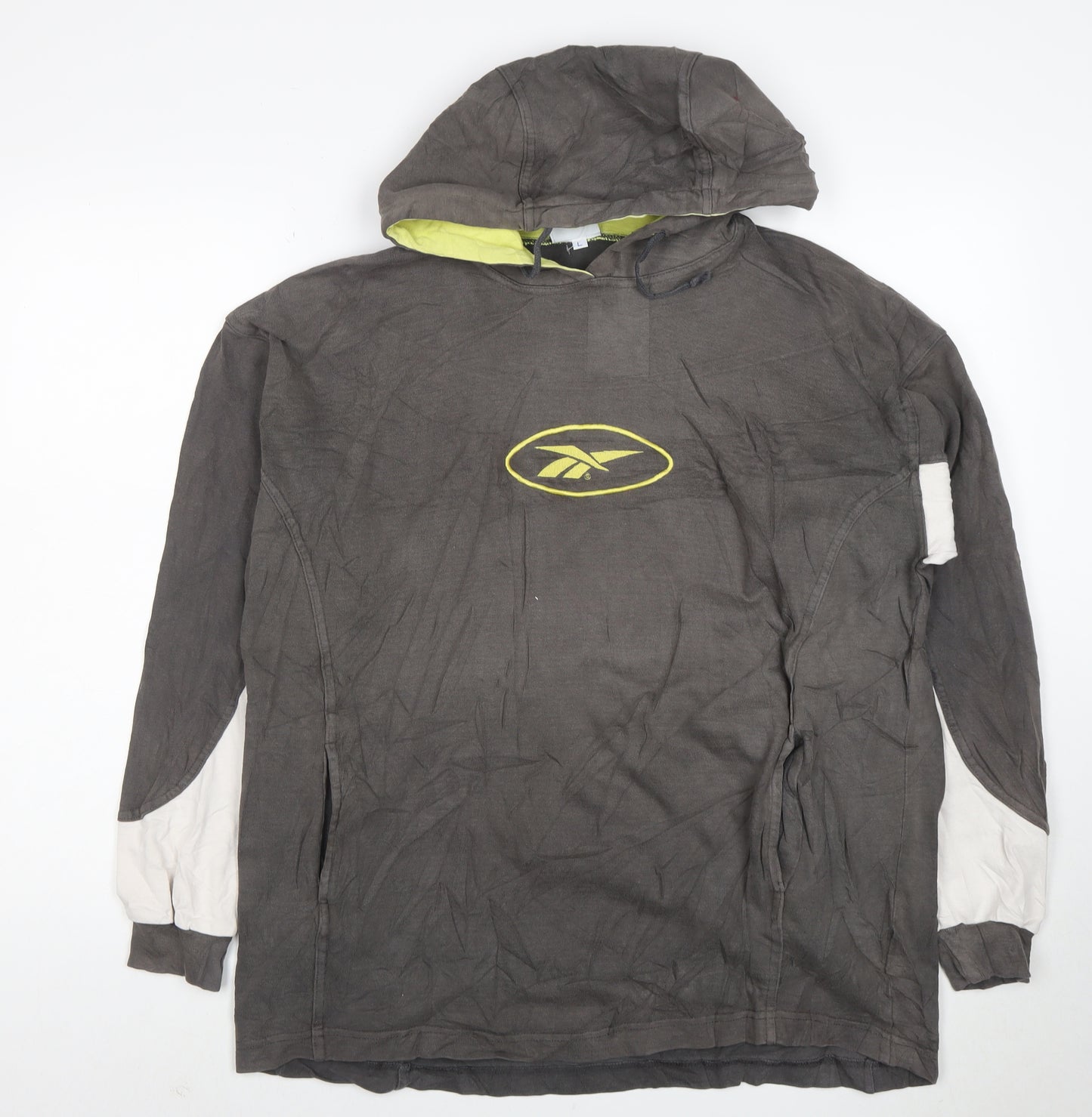Reebok Men’s Grey Pullover Hoodie L Logo Graphic Sportswear
