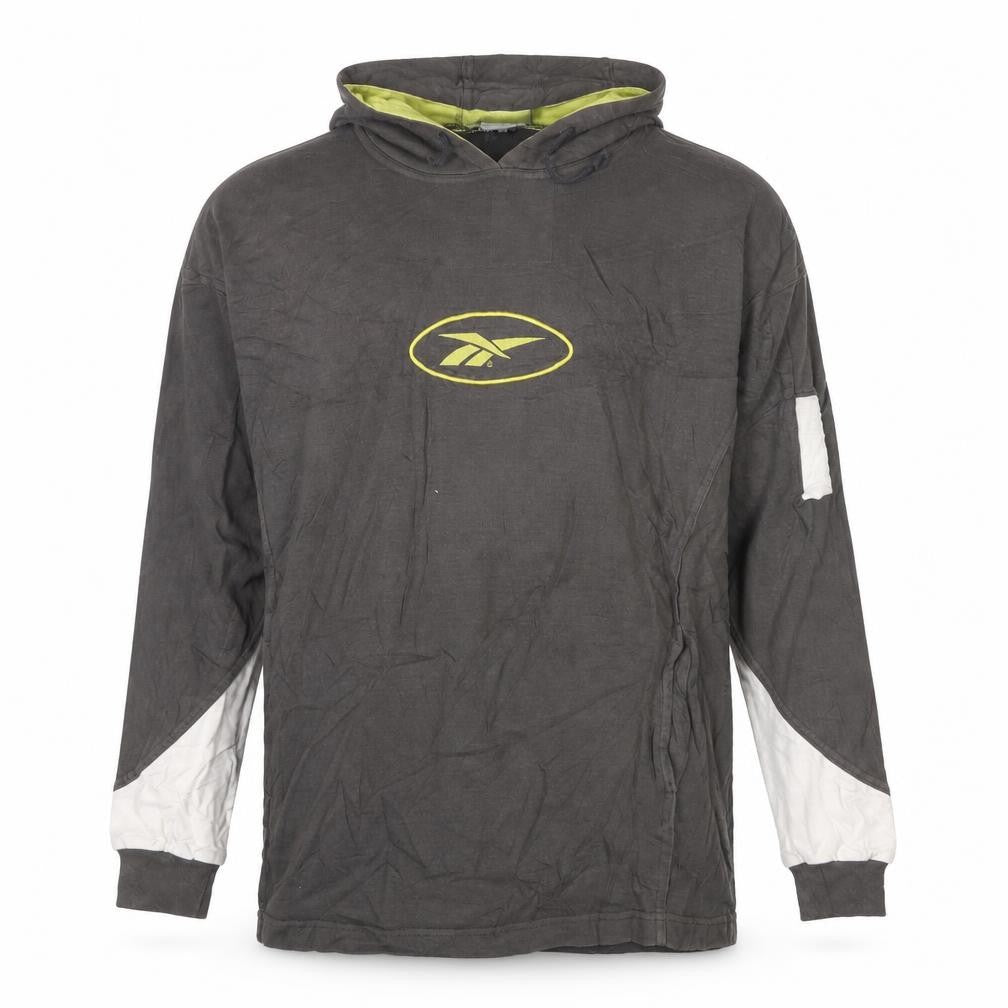 Front view of Reebok Men’s Grey Pullover Hoodie L Logo Graphic Sportswear