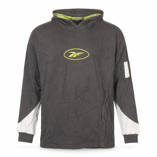 Front view of Reebok Men’s Grey Pullover Hoodie L Logo Graphic Sportswear