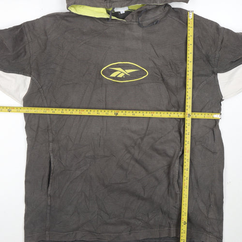 Reebok Men’s Grey Pullover Hoodie L Logo Graphic Sportswear