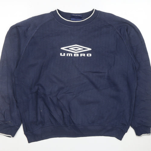 Umbro Men's Blue Crew Neck Logo Pullover Sweatshirt M