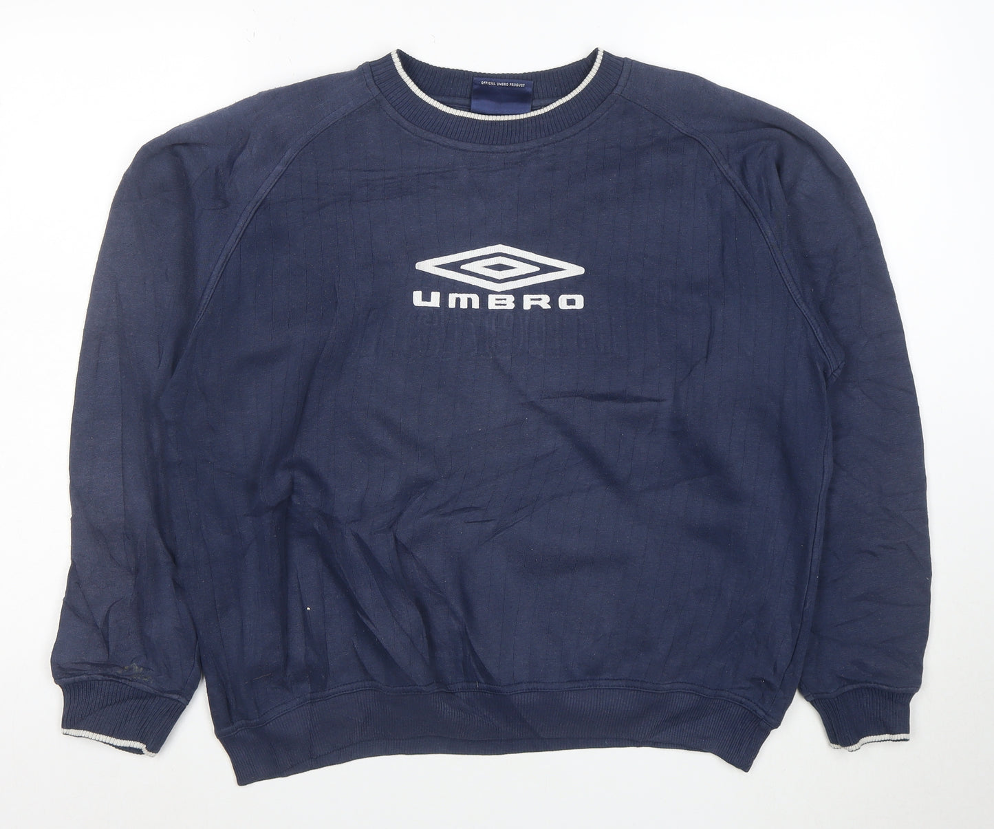 Umbro Men's Blue Crew Neck Logo Pullover Sweatshirt M