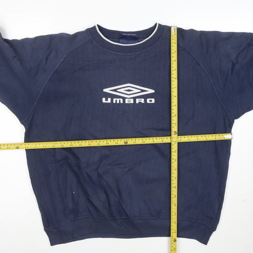 Umbro Men's Blue Crew Neck Logo Pullover Sweatshirt M
