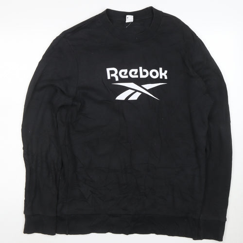 Reebok Mens Black M Pullover Crew Neck Logo Sweatshirt