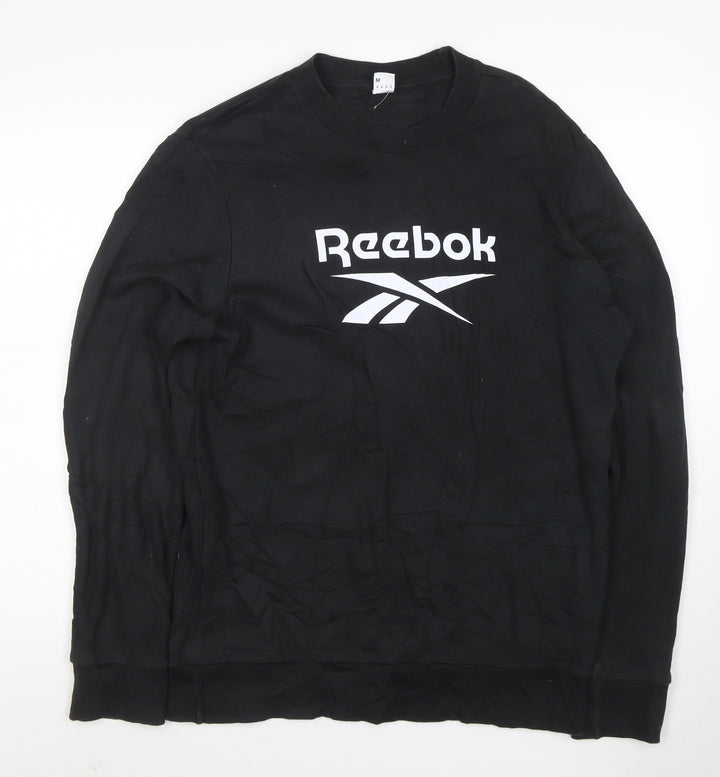 Reebok Mens Black M Pullover Crew Neck Logo Sweatshirt