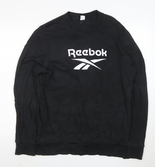 Reebok Mens Black M Pullover Crew Neck Logo Sweatshirt