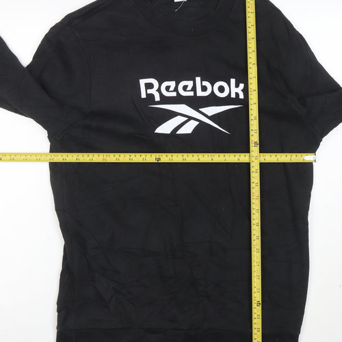 Reebok Mens Black M Pullover Crew Neck Logo Sweatshirt