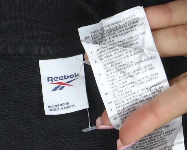 Reebok Mens Black M Pullover Crew Neck Logo Sweatshirt