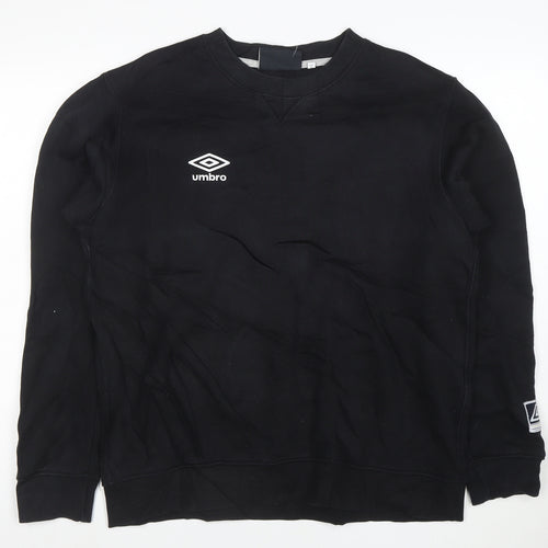 Umbro Mens Black L Crew Neck Pullover Sweatshirt Fleece