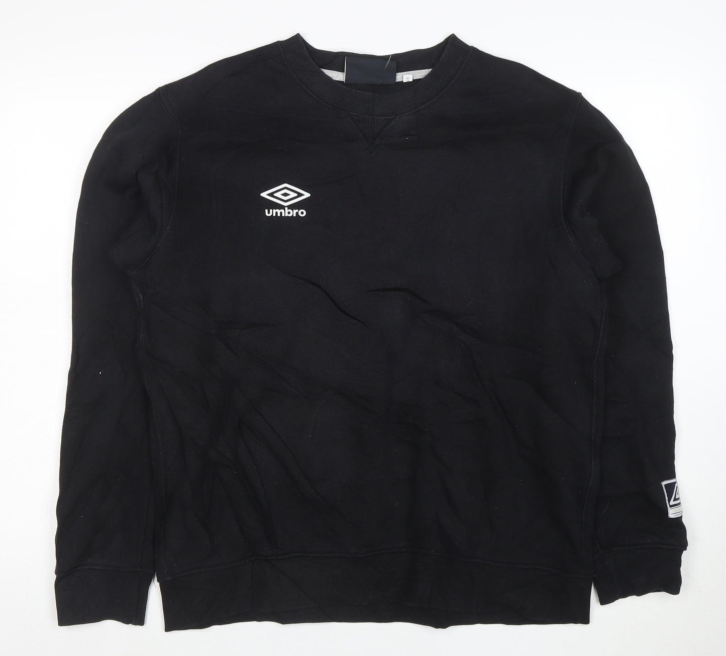 Umbro Mens Black L Crew Neck Pullover Sweatshirt Fleece